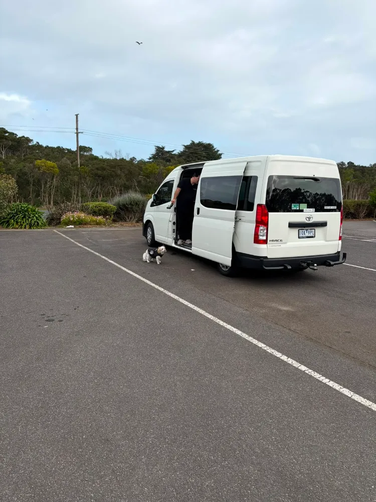 Via Emmaus van parked on a coastal day trip in Victoria